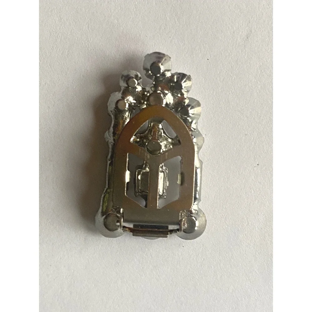 Vintage Clear Rhinestone Dress Fur Clip‎ Silver Tone Art Deco Costume Jewelry